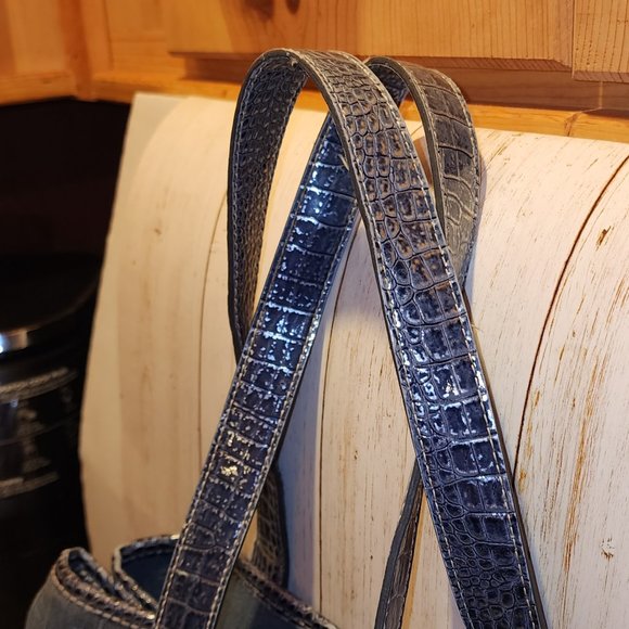 Elite models Fashion bag denim and silver sparkle with wide or button up option - Picture 5 of 9